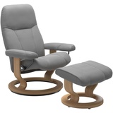 Stressless Sessel mit Hocker Consul Classic Leder Grau Batick Wild Dove S (Small)