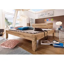 Massivmoebel24 Balkenbett Wildeiche 180x200 bianco geölt JANGALI 212