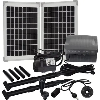 Agora-Tec Agora-Tec® Solar Springbrunnen Teichpumpen - Set 20W-BL-Li mit Akku und LED Licht