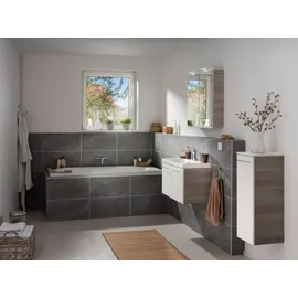 Fackelmann LIMA Midi 30,5 x 81 x 32 cm Weiß/Steinesche Glas/MDF/Metall/Spanplatte/Massivholz