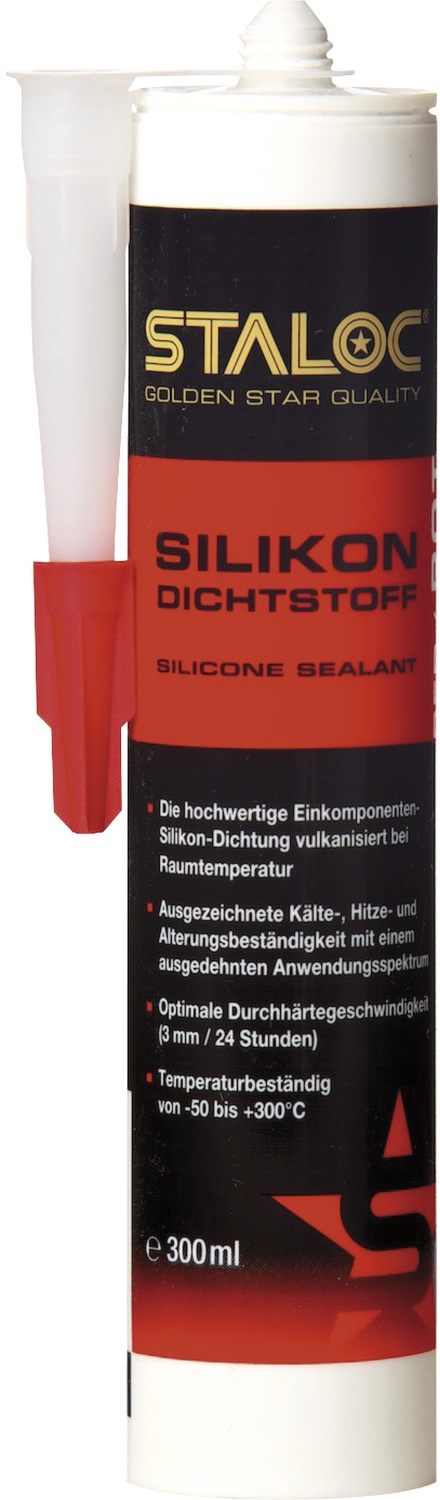 STALOC Hochtemperatur-Silikon-Dichtstoff ; rot ; Qualitäts-Silikon für den Heizungs- und Motorenbau ; 300 ml Kartusche