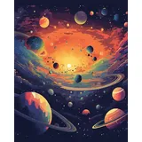 TISHIRON Universum Malen nach Zahlen Erwachsene, Sonnensystem Malen nach Zahlen, Malen nach Zahlen de Pinsel und Acrylfarbe, 16X20 Inch Flammen Malen nach Zahlen Erwachsene Familie Freunde