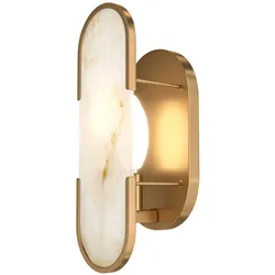 Licht-Erlebnisse Wandaußenleuchte NELLY Gold, Weiß (Stein), Metall, Stein, 1x E14 bis 40W LE116431