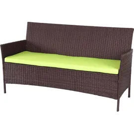 Mendler 3-2-1-1 Poly-Rattan Garten-Garnitur Halden, Lounge-Set Sitzgruppe Sofa braun-meliert, Kissen grün