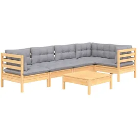 vidaXL Garten-Lounge-Set 6-tlg. grau Kiefernholz