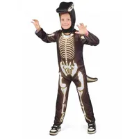 JADEO Kostüm Dinosaurier-Kostüm für Kinder Overall schwarz weiß 122/134 (7-9 Jahre)