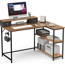 Mondeer Schreibtisch mit 2 Regalen links oder rechts 120x90x90cm, Vintage