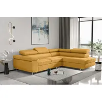 Fun Möbel Ecksofa Couchgarnitur Schlafsofa JADE mit Ottomane in Stoff Ascot, mit Rundumbezug, mit Schlaffunktion gelb