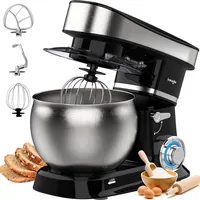 Iceagle Küchenmaschine Knetmaschine, 1500W leistungsstark, 6L Tilt-Head Geräusche Knetmaschine, 6-stufige Geschwindigkeiten, Teigmaschine mit Rü... - Schwarz