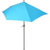 Sonnenschirm halbrund Lorca, Halbschirm Balkonschirm, UV 50+ Polyester/Alu 3kg 270cm türkis ohne Ständer