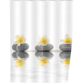 Wenko Duschvorhang Stones with Flower 180 x 200 cm mehrfarbig