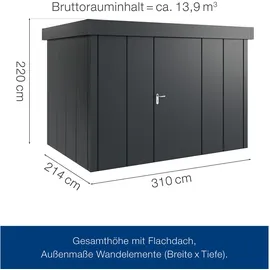 hörmann stauraumsysteme Hörmann Metall-Gerätehaus Juno mit Flachdach, Jfd12 - Design, 310 x 214 cm B x T),anthrazit,