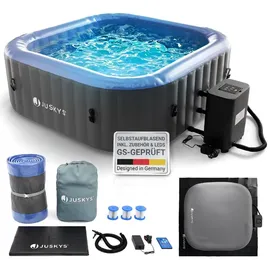 Juskys SpaLuxe 185 x 185 Grau/Blau inkl. LED-Beleuchtung