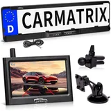 CARMATRIX Kabel 1 Rückfahrkamera (Auto Funk Rückfahrsystem im Nummernschild Kennzeichenhalter, Rückfahrkamera Digital kabellose Einparkhilfe zum nachrüsten)