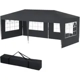 FIVMEN Pavillon 3x6 m Faltpavillon mit Seitenteilen und Fenstern und Tragetasche Faltzelt Polyester UV Schutz Faltbar Partyzelt Wasserdicht Windschutz Gartenpavillon Zelt, Type E (Anthrazit)