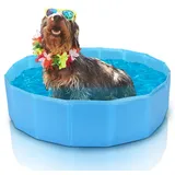 nobleza Hundematte Faltbarer Pool Faltbarer Hundepool mit rutschfestem Boden Ablassventil blau 20 cm x 80 cm