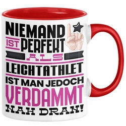 Trendation Tasse Leichtathlet Geschenk Tasse Lustige Geschenkidee für Leichtathlet Gebu rot