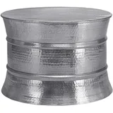 WOMO-DESIGN Couchtisch rund 62x33 cm Silber Drum, handgefertigt Metall