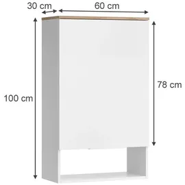 Vicco Hängeschrank Holzwerkstoff 60 x 100 cm Weiß mit Tür
