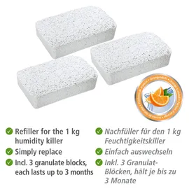 Wenko Luftentfeuchter Nachfüller 3x1kg Orangenduft Nachfüllpaket Raumentfeuchter Weiß