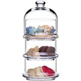 Pasabahce 488854 Patisserie Basic Set 3 stapelbare Behälter mit Kuppel, Glas, transparent,,12x26 cm