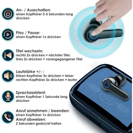 NAUC Bluetooth Kopfhörer für Honor 90 Magic 5 6 7 In-Ear Ohrhörer Wireless Headset / Schwarz