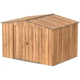 Duramax Metall-Gerätehaus 3,2x2,4m Holzoptik Gerätehaus aus Metall in Braun,