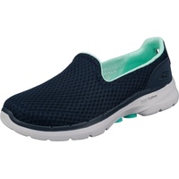 Skechers Damen Go Walk 6 Big Splash Sneaker, Navy Textile Turquoise Trim, 41 EU