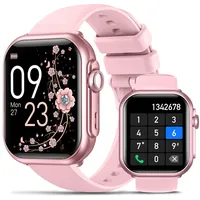 BANLVS Smartwatch Damen mit 1000mAh Akku, 1,85’’ AMOLED Fitnessuhr Damen mit Telefonfunktion/5ATM Wasserdicht/120+ Sportmodi/Herzfrequenz/SpO2/Blutdruck, Smartwatch für Android iOS, Rosa