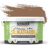 SEEBAUER diy Silikatfarbe Dunkelbraun 2,5L für Innen (No. 606 Hazel Eyes) Atmungsaktive Mineralfarbe für Allergiker - Abwaschbare Wandfarbe - Brauntöne hohe Deckkraft