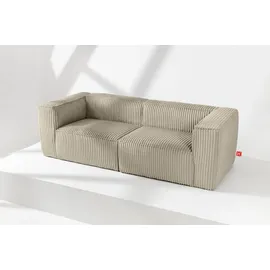 konsimo® 3-Sitzer Einzelsofa 3-Personen FEROX, hergestellt in der EU,aus breitem Cordstoff,Modern,3-Sitzer beige|braun