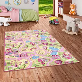 Snapstyle Kinder Spiel Straßenteppich Rosa, 200x300cm