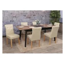 Mendler 2er-Set Esszimmerstuhl HWC-E58, Stuhl Essstühle ~ Kunstleder creme, helle Beine