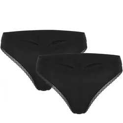 FILA Damen Unterhose String Elastisch mit Spitze 2er Pack - schwarz