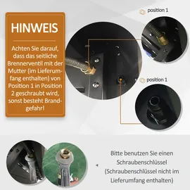 Outsunny Gasgrill Grillwagen 135 x 50 x 100 cm Schwarz