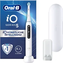 Oral-B iO Series 5, elektrische Zahnbürste mit Magnet-Technologie, 5 Putzmodi, LED-Anzeige & Reiseetui, Quite White