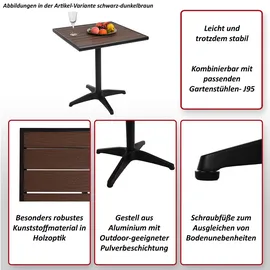 MCW J95 Gartentisch 70 x 70 x 75 cm Braun/Schwarz