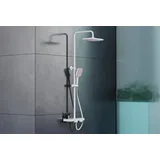 Bernstein - Duschsystem Thermostat Bs371 Weiß Matt Mit Ablagefläche Duschkopf D2201e Eckiges Design Weiß/rosa Matt Handbrause Hb152e Eckiges Design Weiß/rosa Matt