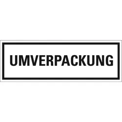 Aufkleber, Verpackungskennzeichen UMVERPACKUNG, Haftpapier, permanent, 147x50mm, 500/Rolle