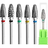 5 Stück Wolframcarbid Nagelfräser Bits, Bits für Nagelfräser Hartmetall,3/32 Zoll Professioneller Nagelfräser Aufsätze Schleifköpfe Hartmetall Maschine für Maniküre entfernen Acryl oder Hartem Polygel
