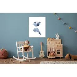 Bild mit Rahmen LÜTTENHÜTT "oder Poster, Wal mit Luftballons", blau (farbe bild(er): blau), B:50cm H:70cm T:0,2cm, Papier, Bilder, HD Premium Druck