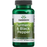 Swanson Turmeric & Black Pepper (Kurkuma & Schwarzer Pfeffer), 600mg, 60 vegane Kapseln, Laborgeprüft, Sojafrei, Vegetarisch, Glutenfrei, Ohne Gentechnik