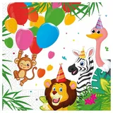 Procos - Papierservietten Jungle Balloons Party (33 x 33 cm, 20 Stück, mehrfarbig, 93782