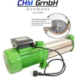 chm Kreiselpumpe 1,5 KW 8400 L/h 8,5 Bar Gartenpumpe Edelstahl Wasserpumpe Pumpe für Hauswasserwerk...