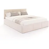 Fdm Polsterbett 160x200 cm Doppelbett mit Lattenrost Bettkasten Stauraum Fresia Trinity beige mit Kopfteil modern