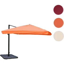 Mendler Ampelschirm HWC-A96, Sonnenschirm Gastronomie 3x3m (Ø4,24m) Polyester/Alu 23kg ~ Flap, terracotta mit Ständer, drehbar