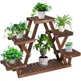 Blumentreppe Pflanzenstaender Holz, Pflanzentreppe Blumenregal, Blumenstaender, Pflanzenregal Garten, Holzregal Mehrstoeckig - Costway