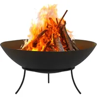 ECD Germany Feuerschale Ø50x24 cm aus Stahl mit 3 Füße für Grillabend, Feuerstelle für den Garten, Feuerkorb rund mit Dreibein-Gestell, Outdoor Feuertonne Schwarz, Lagerfeuer Gartenfeuer BBQ Camping