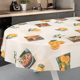 Wachstuch-Tischdecke Tischdecke abwaschbar Wachstuch Garten-Tischdecke Outdoor Indoor Oval 240x140cm Schnittkante Orangen