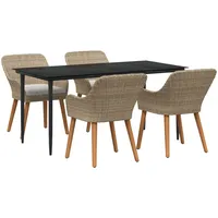 vidaXL 5-teiliges Garten-Esszimmer-Set Beige Poly Rattan